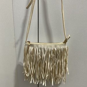 White leather fringe Crossbody Bag